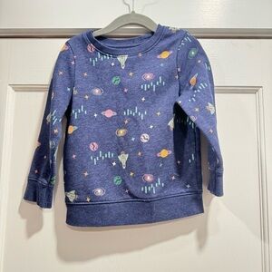 Cat & Jack Space Rocketship Astronaut Sweatshirt Girl 3T blue pink purple yellow